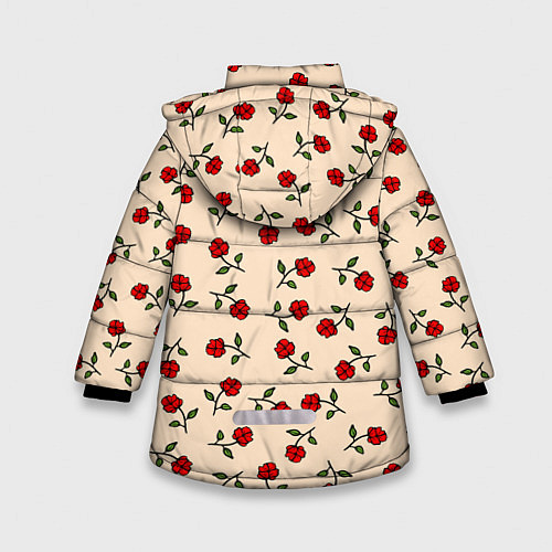 Зимняя куртка для девочки Прованс из роз / 3D-Черный – фото 2
