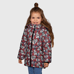 Куртка зимняя для девочки Черепа в Розах, цвет: 3D-черный — фото 2