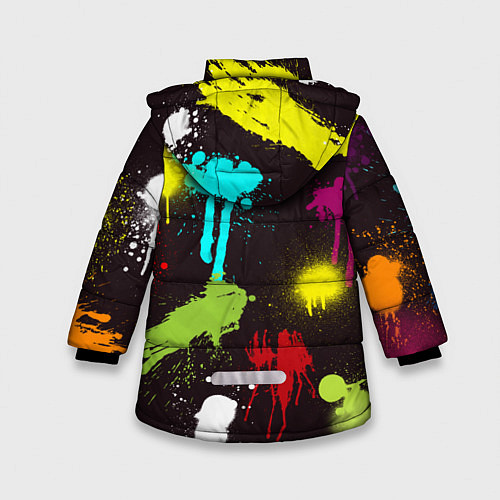 Зимняя куртка для девочки Красочные кубы / 3D-Черный – фото 2