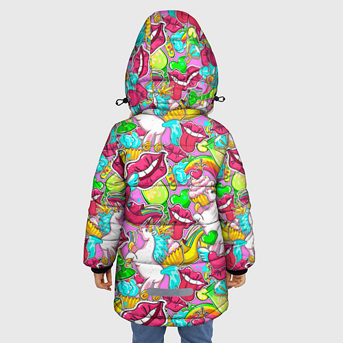Зимняя куртка для девочки Губы фреш / 3D-Красный – фото 4