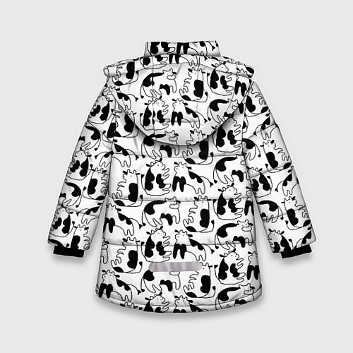 Зимняя куртка для девочки Коровы / 3D-Черный – фото 2