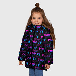 Куртка зимняя для девочки POP it НАДПИСИ, цвет: 3D-черный — фото 2