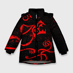 Куртка зимняя для девочки ТАТУИРОВКА ДРАКЕНА, цвет: 3D-светло-серый