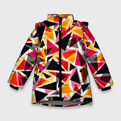 Куртка зимняя для девочки Разноцветные треугольники, цвет: 3D-светло-серый