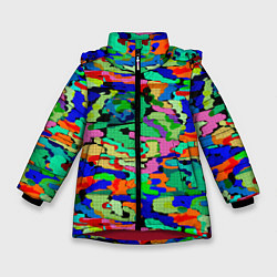 Куртка зимняя для девочки Абстрактный милитари, цвет: 3D-красный