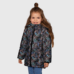 Куртка зимняя для девочки Коричневый абстрактный узор, цвет: 3D-светло-серый — фото 2