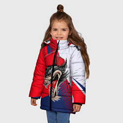 Куртка зимняя для девочки Волк в бейсболке, цвет: 3D-красный — фото 2