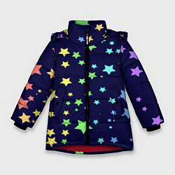 Куртка зимняя для девочки Звезды, цвет: 3D-красный