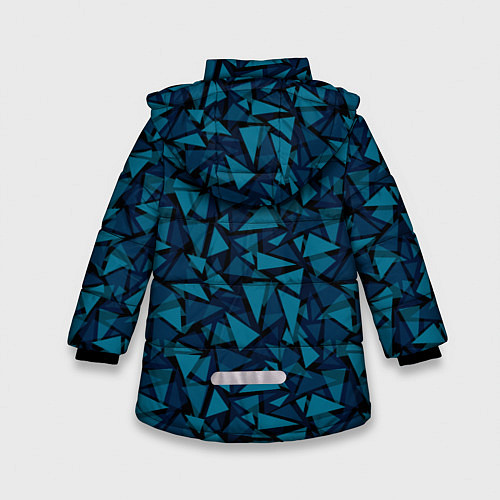 Зимняя куртка для девочки Синий полигональный паттерн / 3D-Светло-серый – фото 2