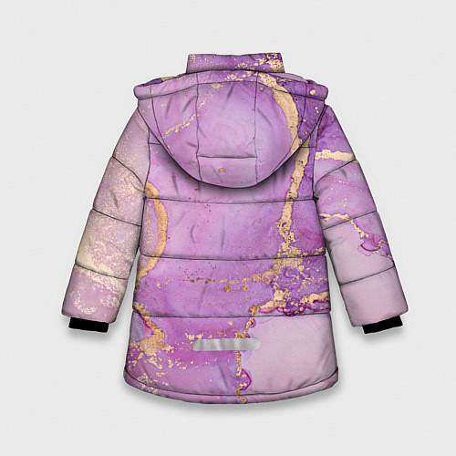 Зимняя куртка для девочки Сиреневые разводы краски / 3D-Черный – фото 2