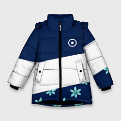 Куртка зимняя для девочки Стильная с цветами, цвет: 3D-черный