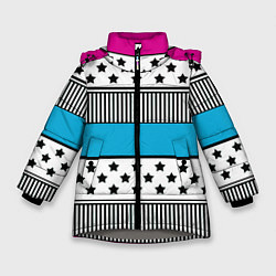 Куртка зимняя для девочки Молодежный современный узор, цвет: 3D-светло-серый