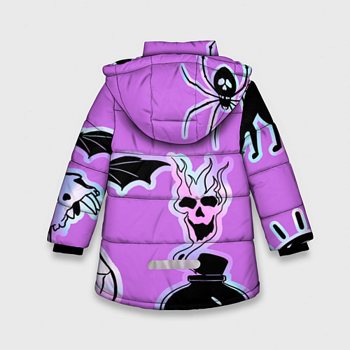 Зимняя куртка для девочки Зелье смерти,паук-Holographica / 3D-Черный – фото 2