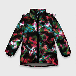 Куртка зимняя для девочки Гранжевый абстрактный узор, цвет: 3D-светло-серый