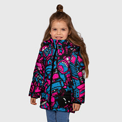 Куртка зимняя для девочки Мультяшные кислотные картинки, цвет: 3D-светло-серый — фото 2