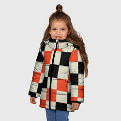 Куртка зимняя для девочки Образец шахматной доски, цвет: 3D-черный — фото 2