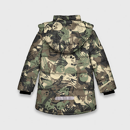 Зимняя куртка для девочки Камуфляж с костями / 3D-Черный – фото 2