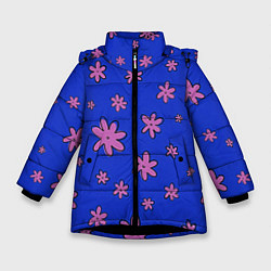 Куртка зимняя для девочки Цветочки рисованные, цвет: 3D-черный