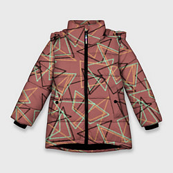 Куртка зимняя для девочки Террактовый геометрический, цвет: 3D-черный
