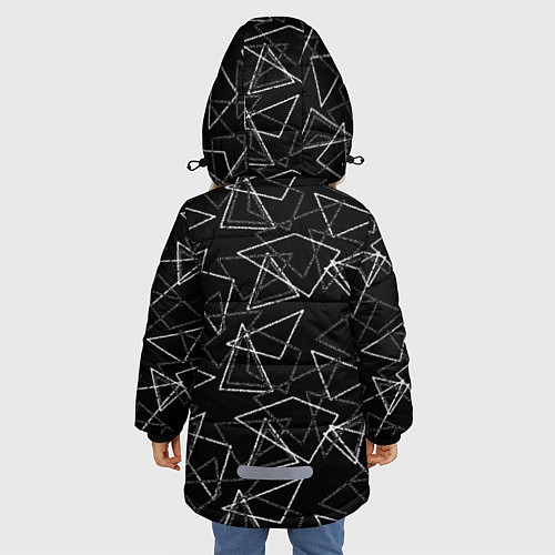 Зимняя куртка для девочки Черно-белый геометрический / 3D-Красный – фото 4