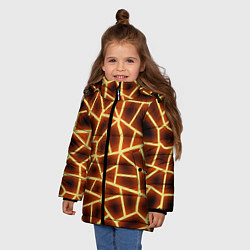 Куртка зимняя для девочки Огненная геометрия, цвет: 3D-черный — фото 2