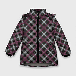 Куртка зимняя для девочки Темный серый узор в клетку, цвет: 3D-светло-серый