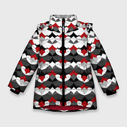 Зимняя куртка для девочки Абстрактный красно-серый узор