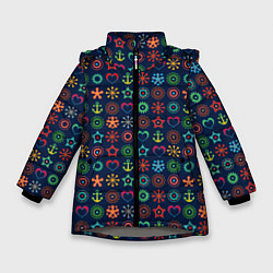 Зимняя куртка для девочки Морской разноцветный узор