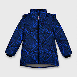 Куртка зимняя для девочки Черно-синий геометрический, цвет: 3D-светло-серый