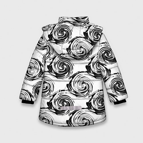 Зимняя куртка для девочки Черно-белый абстрактный узор / 3D-Черный – фото 2