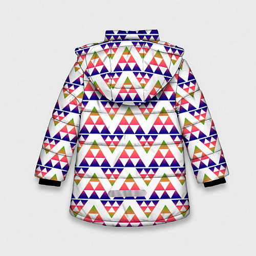 Зимняя куртка для девочки Геометрический узор в виде треугольников / 3D-Светло-серый – фото 2