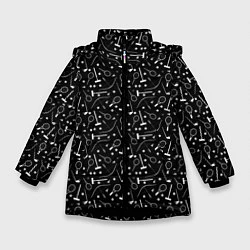 Зимняя куртка для девочки Черно-белый спортивный узор