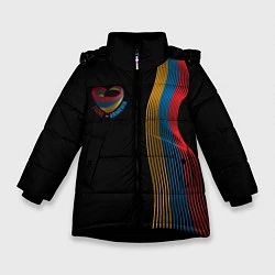 Куртка зимняя для девочки I Love Armenia, цвет: 3D-черный