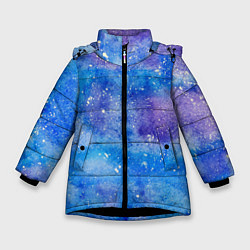 Куртка зимняя для девочки Акварельные разводы и брызги красок, цвет: 3D-черный