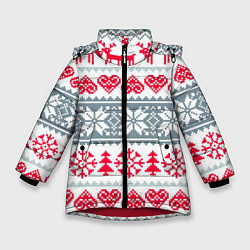 Зимняя куртка для девочки Вязаный рисунок