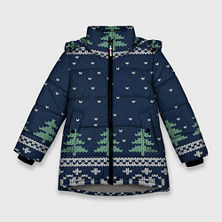 Куртка зимняя для девочки Зимняя ночь, цвет: 3D-светло-серый