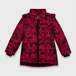 Зимняя куртка для девочки Красно-черный абстрактный узор