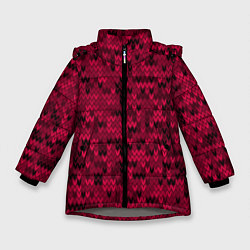 Зимняя куртка для девочки Красно-черный абстрактный узор