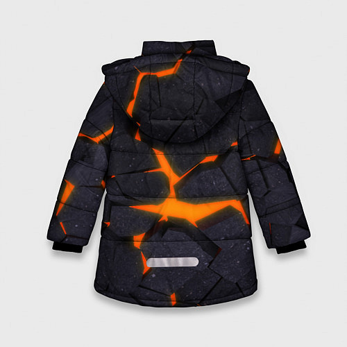 Зимняя куртка для девочки ТРЕЩИНЫ ЗЕМЛИ 3D CRACKS НЕОН / 3D-Черный – фото 2