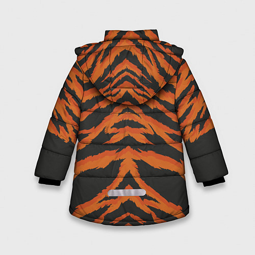 Зимняя куртка для девочки Шкура тигра оранжевая / 3D-Черный – фото 2