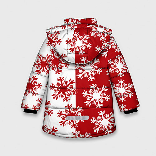 Зимняя куртка для девочки Новогодние Снежинки 2022 / 3D-Красный – фото 2