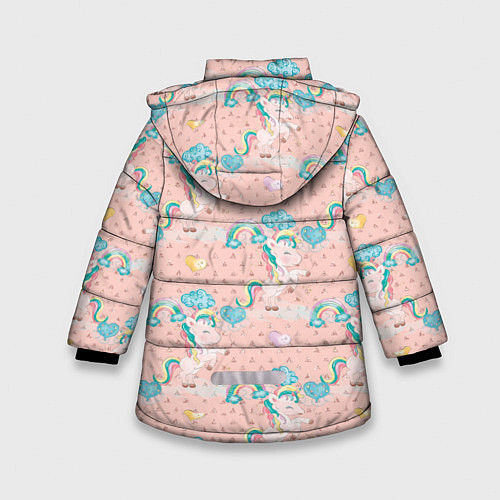 Зимняя куртка для девочки Единороги из паттерна / 3D-Черный – фото 2