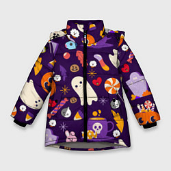 Зимняя куртка для девочки HALLOWEEN BTS BT21 PATTERN БТ21 БТС ХЕЛЛОУИН