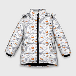 Куртка зимняя для девочки Patern Halloween 6, цвет: 3D-черный