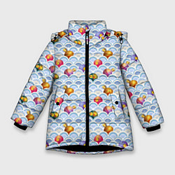Куртка зимняя для девочки Праздничные Игрушки, цвет: 3D-черный