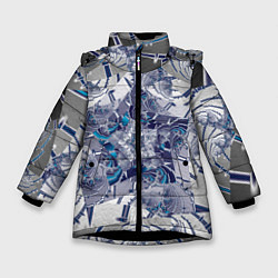 Куртка зимняя для девочки Абстракция 499, цвет: 3D-черный