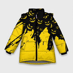 Куртка зимняя для девочки Тыквенные смайлы, цвет: 3D-светло-серый