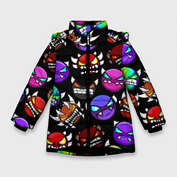 Куртка зимняя для девочки Geometry Dash: Demons Squad, цвет: 3D-черный