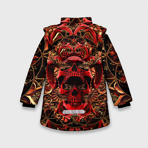 Зимняя куртка для девочки Череп красного демона / 3D-Черный – фото 2