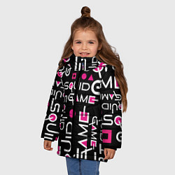 Куртка зимняя для девочки SQUID GAME ЛОГО PINK, цвет: 3D-светло-серый — фото 2
